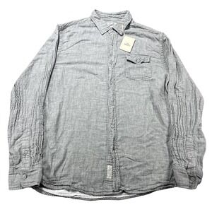Grayers Shirt Mens Large Gray Thompson Pique Button Up Long Sleeve Cotton NWT